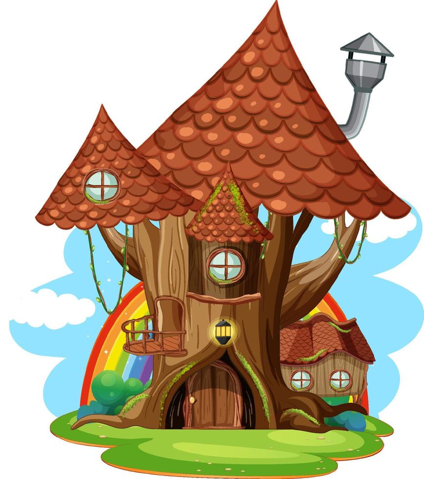 Isolated tree house inside tree trunk vector