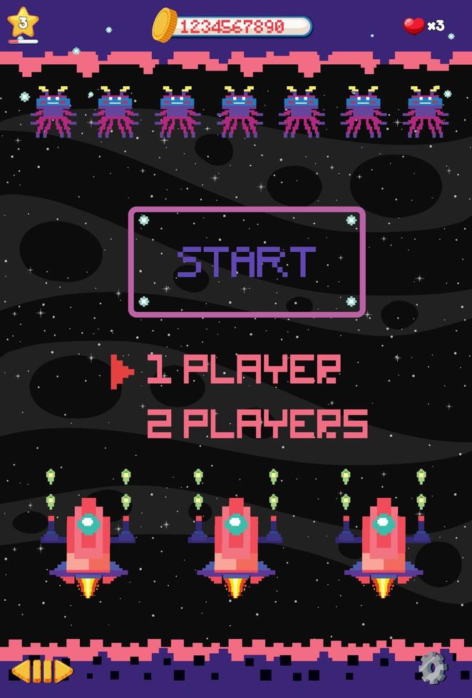 Space game user interface template vector