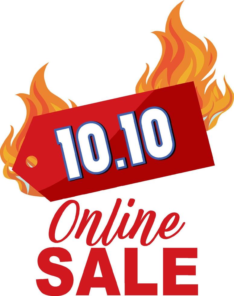 10.10 Online Sale promotion banner with fire vector