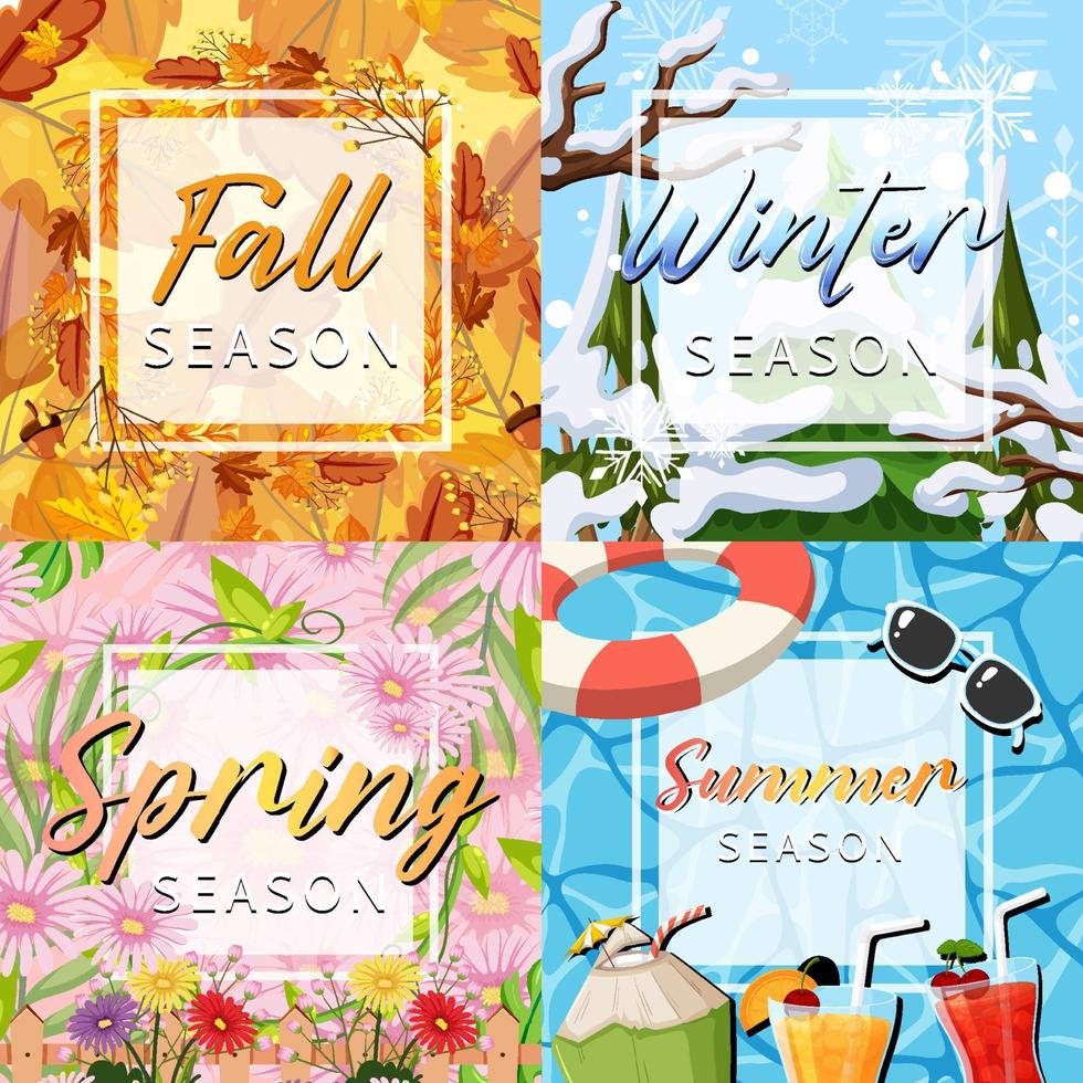 Four Seasons Typographic Posters vector