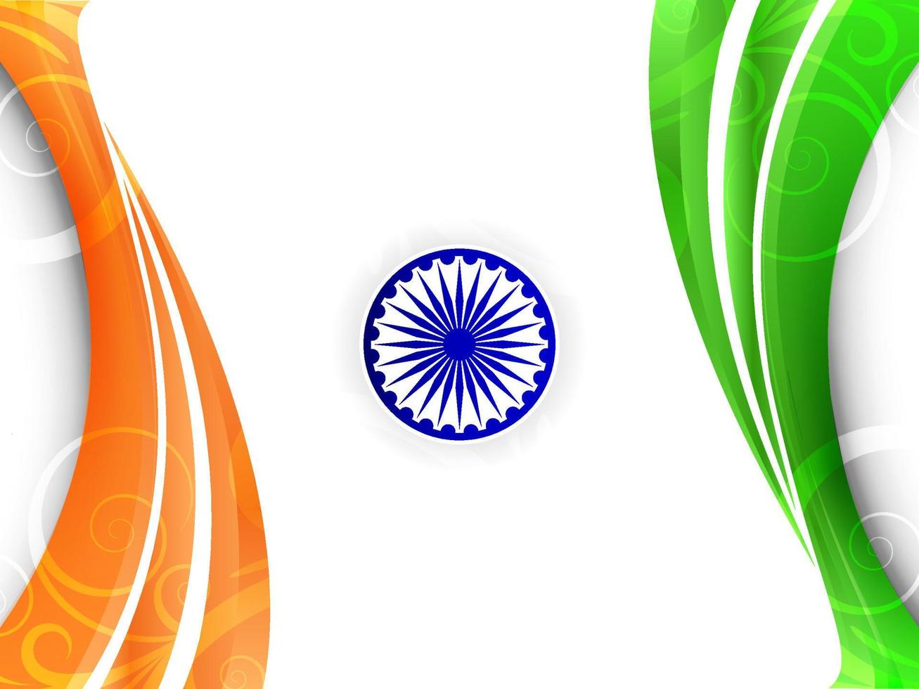 Indian flag theme tricolor Republic day wave style greeting background vector