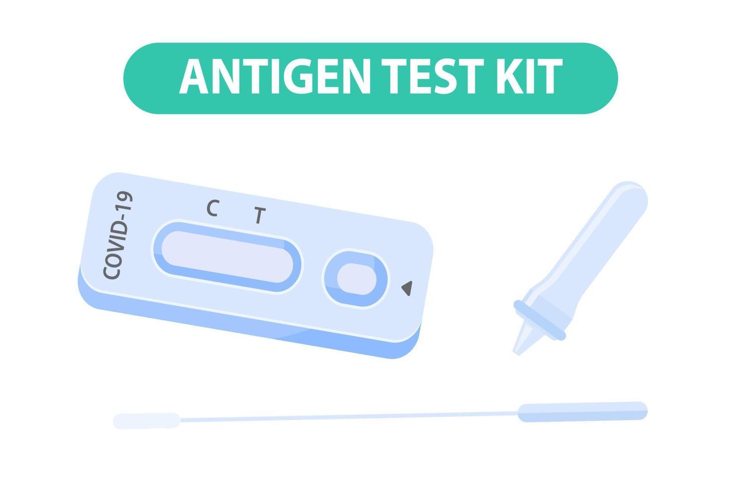 rapid antigen test kit nasal covid-19 test in person or at home The concept of home quarantine prevents the spread of the virus. vector