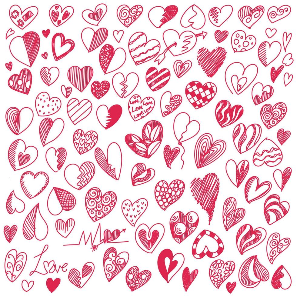 Hand draw valentines day hearts collection sketch design vector
