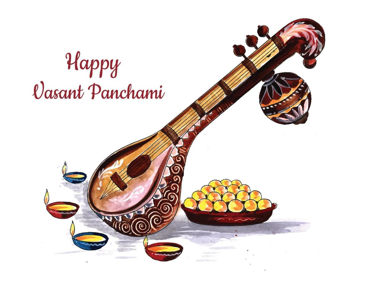 Beautiful indian festival vasant panchami card background vector