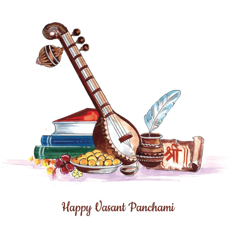 Happy vasant panchami celebration card background vector