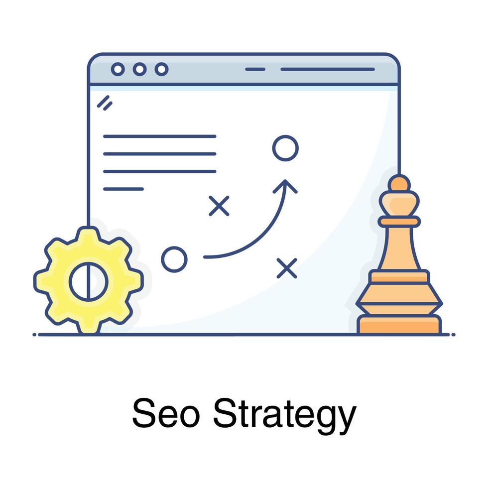 un diseño de icono de estrategia seo en vector plano