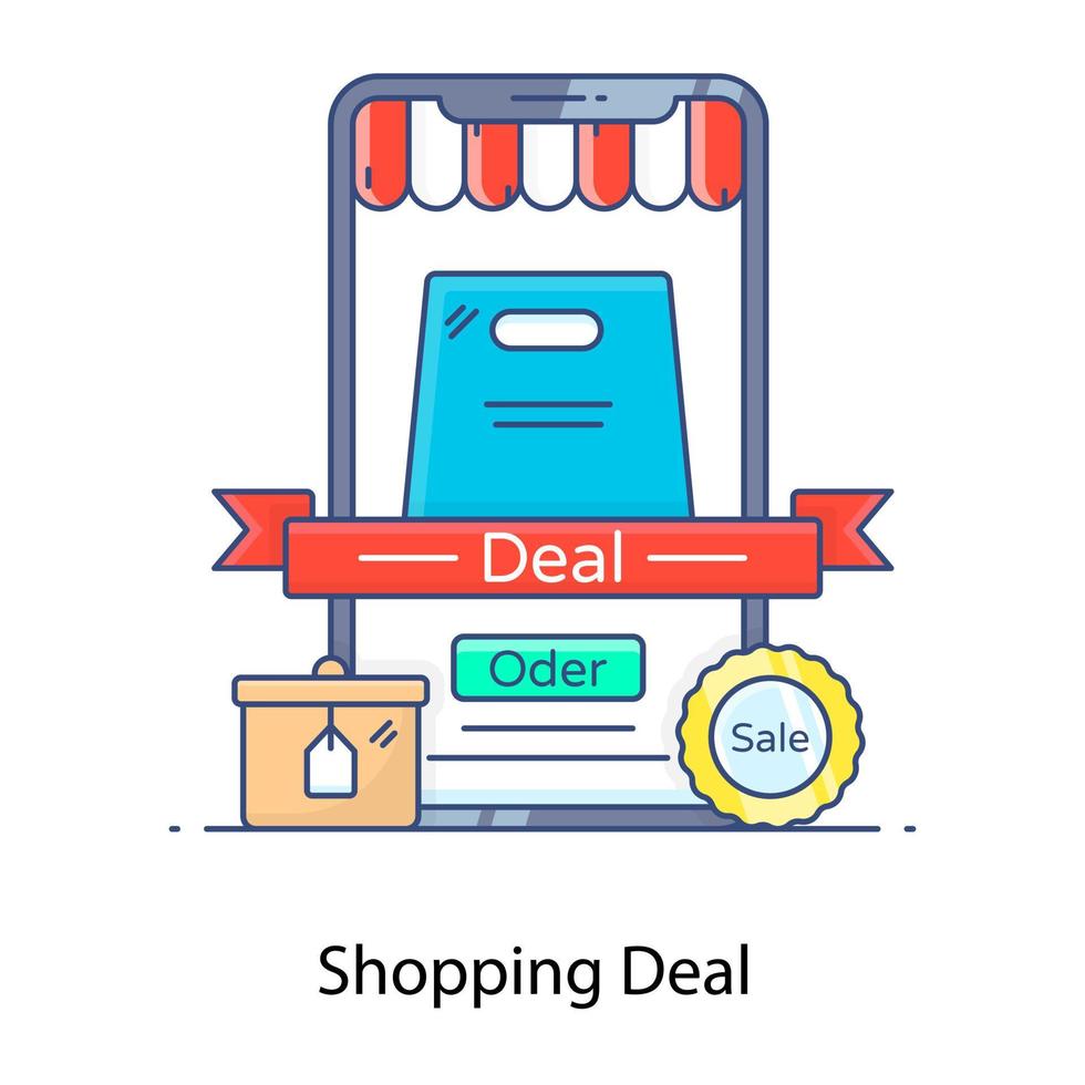Mobile shopping app icon, e commerce concept vector