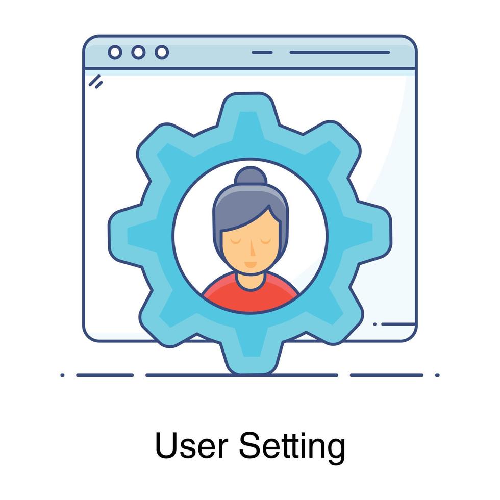 Avatar inside gear depicting user setting icon vector