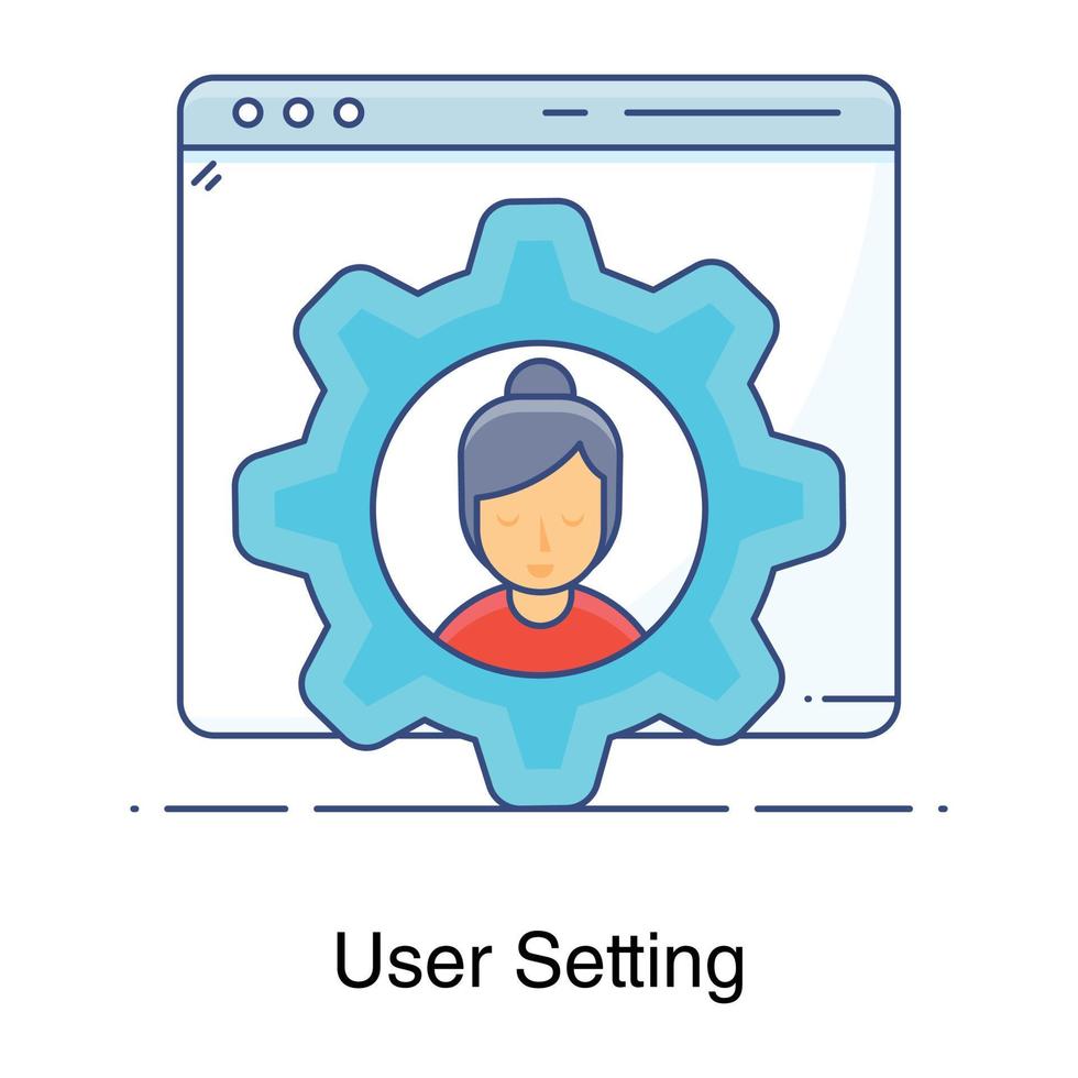 Avatar inside gear depicting user setting icon vector