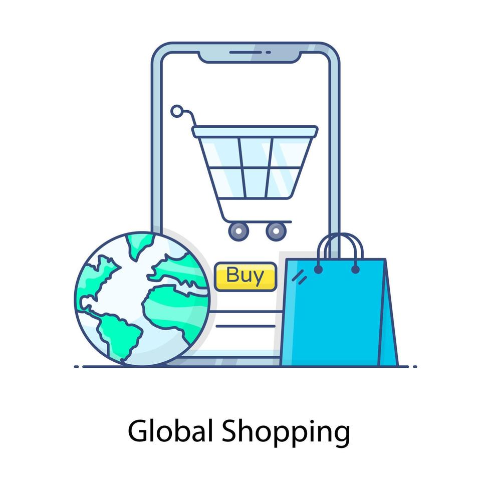Mobile shopping app icon, e commerce concept vector