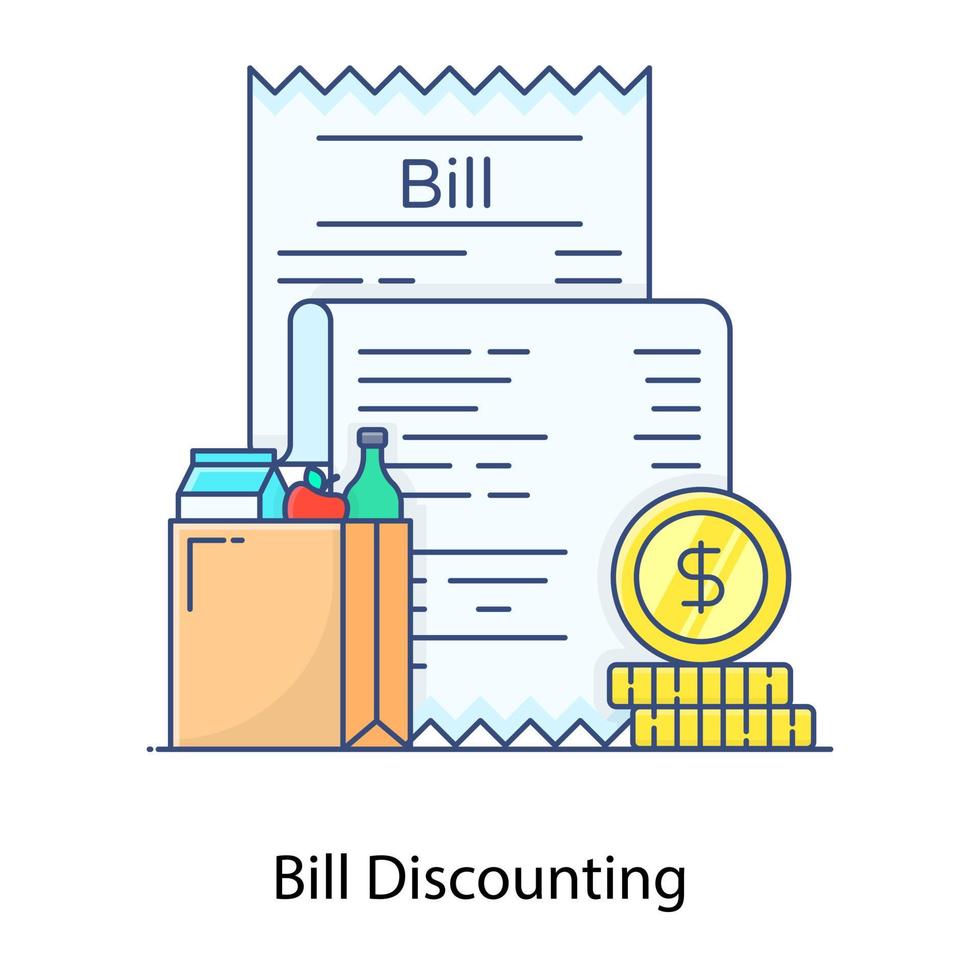 Trendy vector of bill discounting in editable style