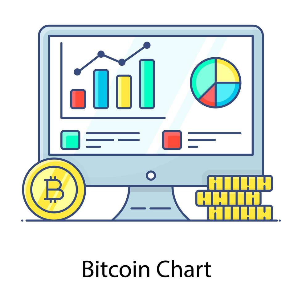 A concept icon of bitcoin chart in editable flat design vector