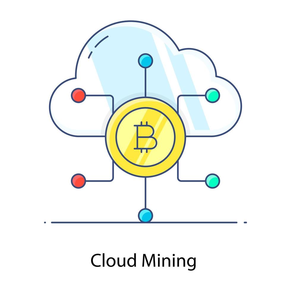 Concept icon of cloud mining in filled outline design vector