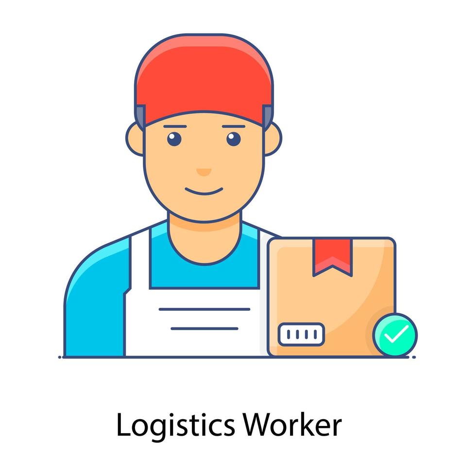 Delivery staff, flat outline icon of logistic worker vector