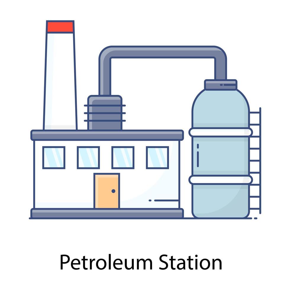 Production factory flat outline icon, manufacturing. vector