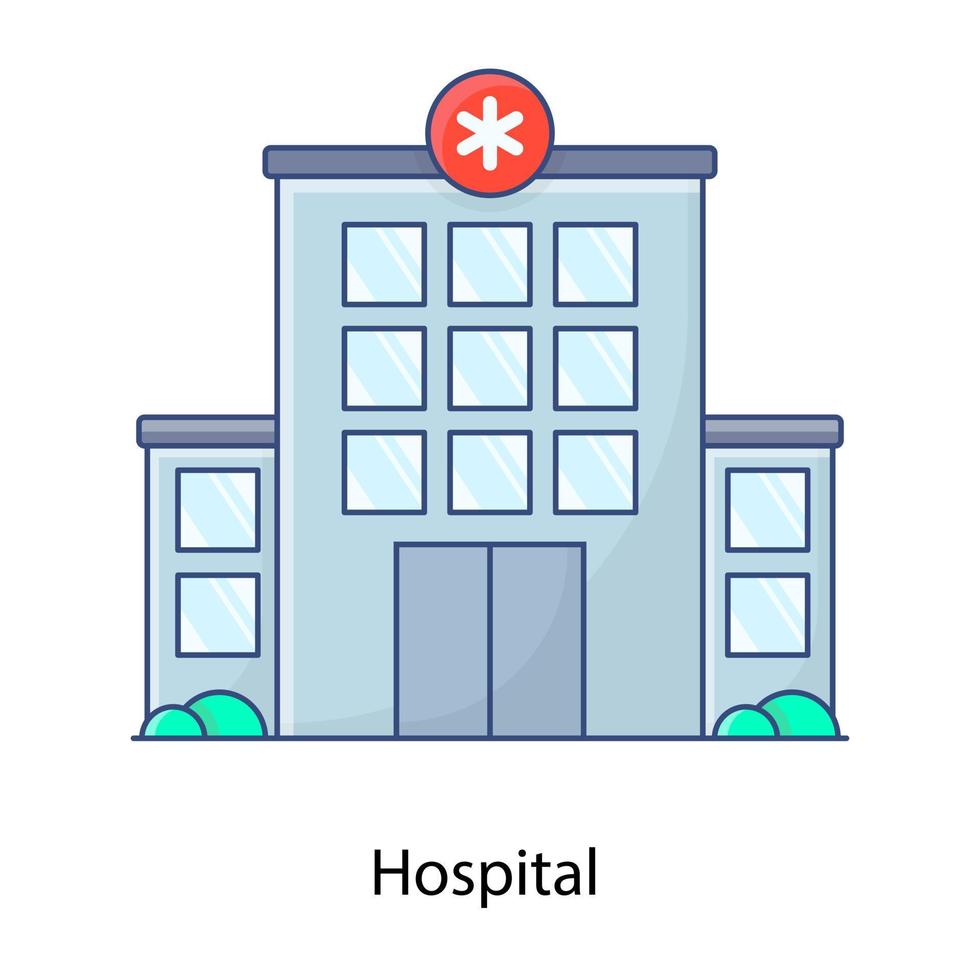 Hospital building, architecture flat outline vector