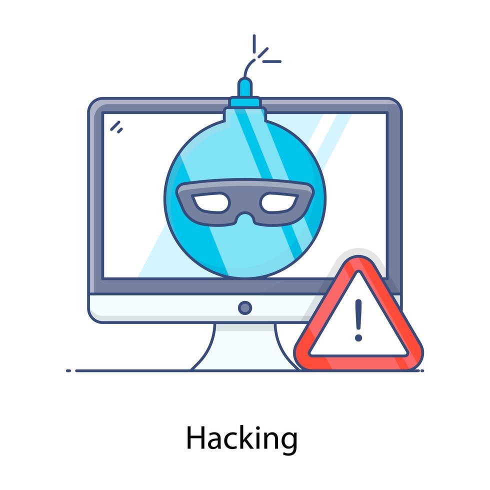 An icon design of hacking, flat outline editable vector