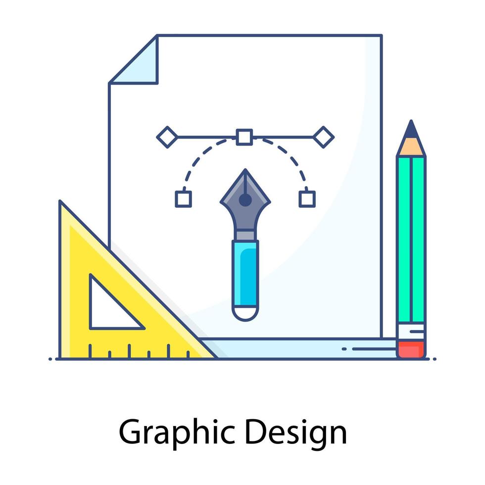 Graphic design flat outline icon, creative designing vector