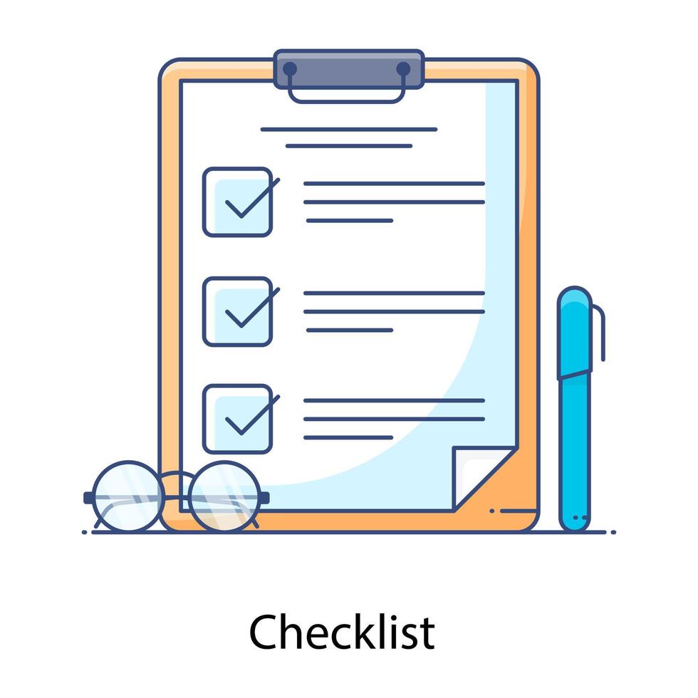 Checklist flat outline icon, do list vector