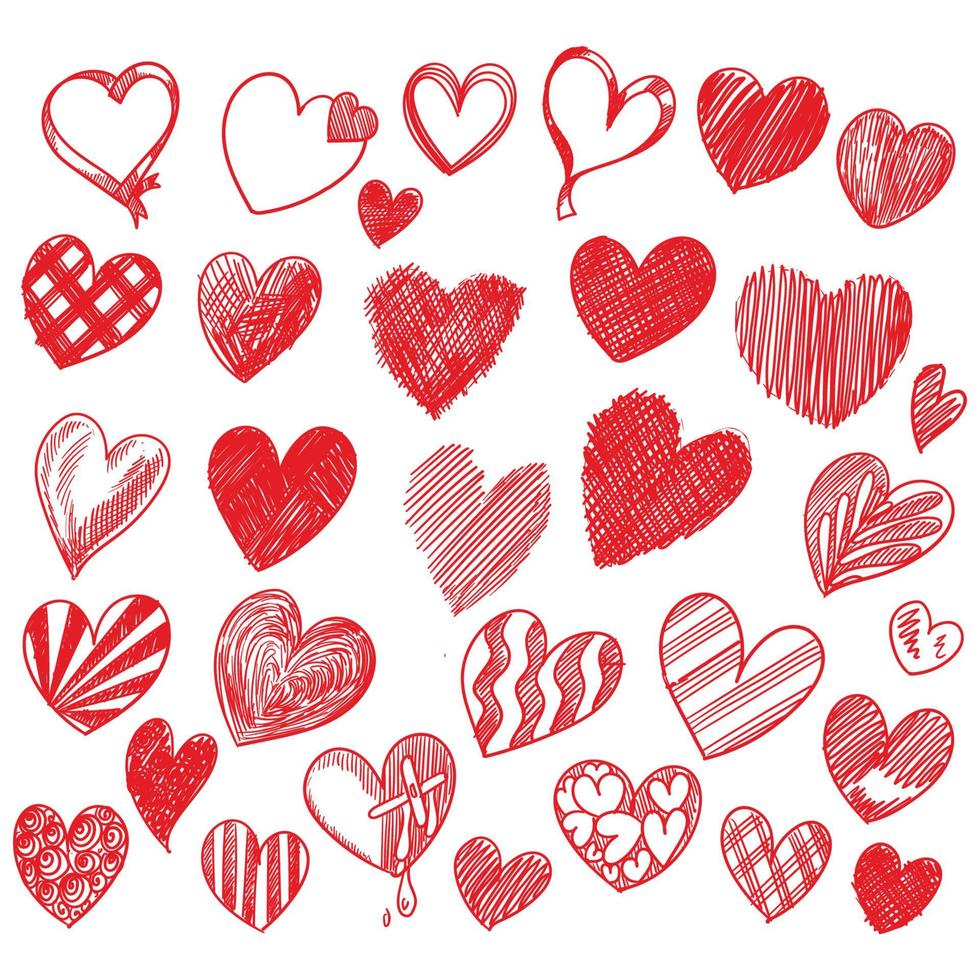 Hand draw valentines day hearts collection sketch design vector