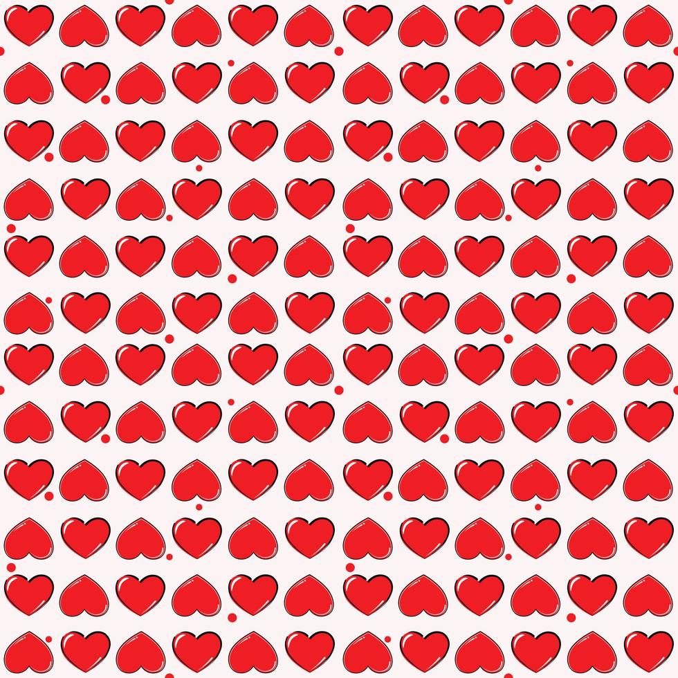 Vector - Abstract seamless pattern of red hearts and polka dot on light pink background. Valentines, wedding. Flat design. Can be use for print, paper, wrapping, origami, fabric.