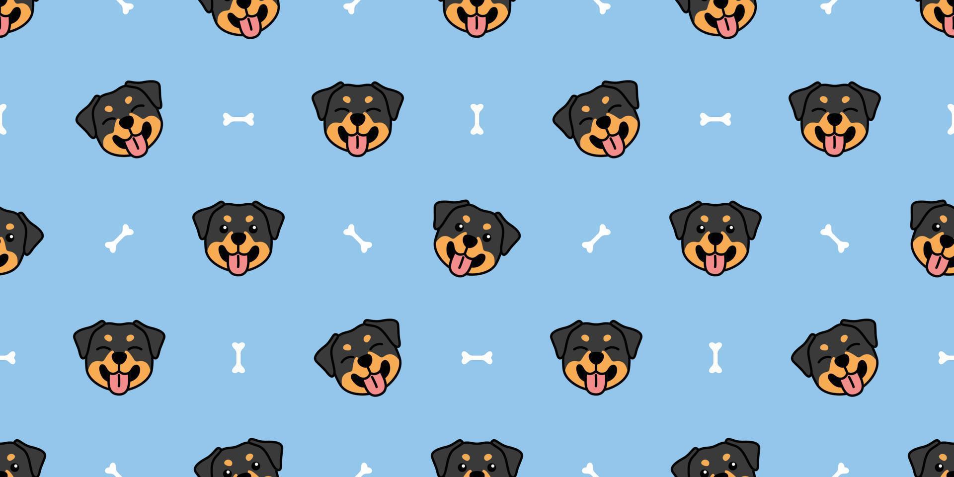 Cute rottweiler puppy cartoon seamless pattern, vector illustration