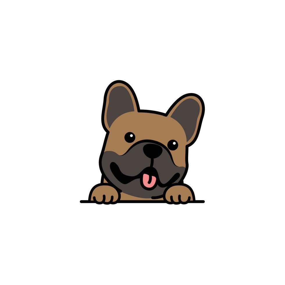 Lindo cachorro de bulldog francés marrón caricatura sonriente, ilustración vectorial vector
