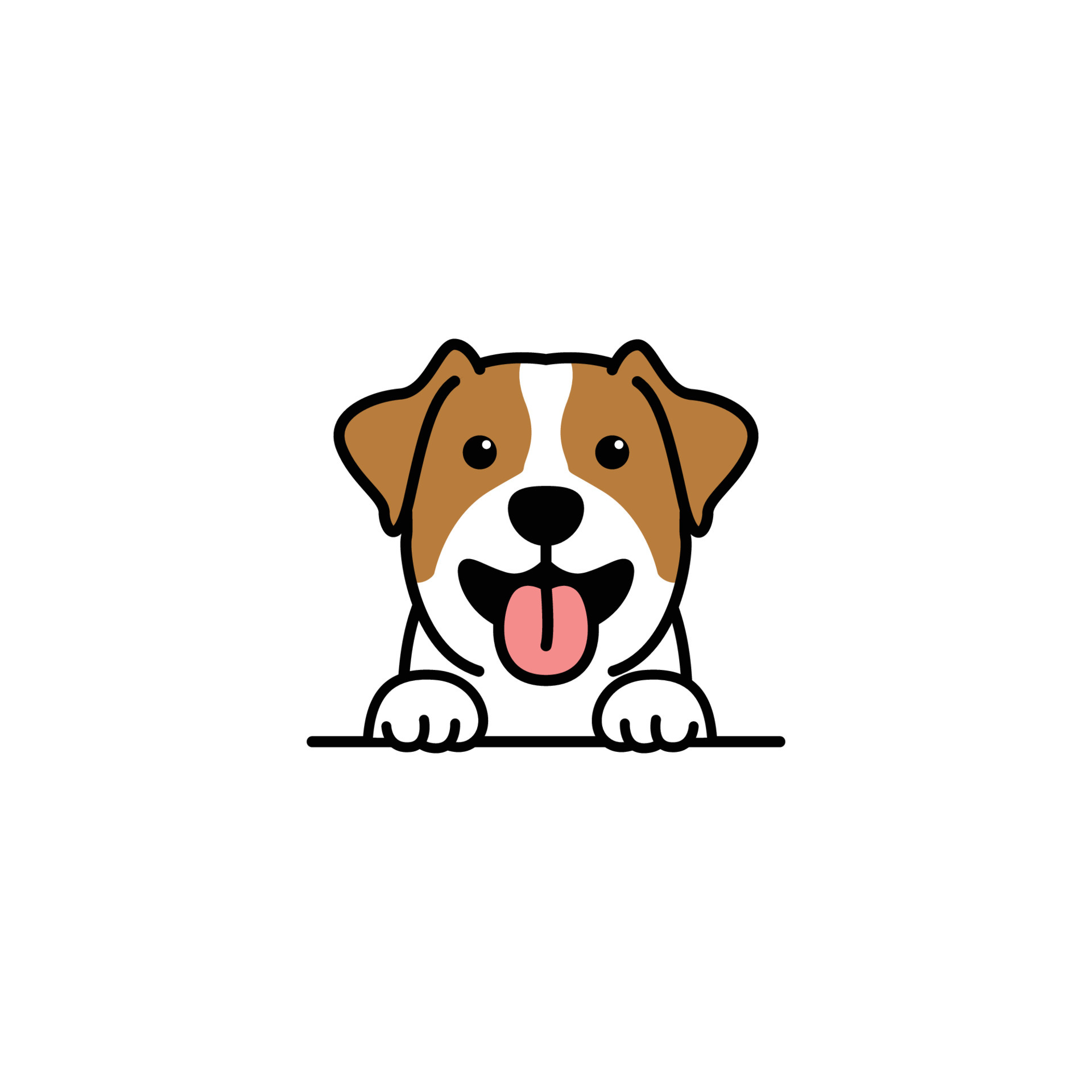 Cute jack russell terrier puppy smiling cartoon, vector