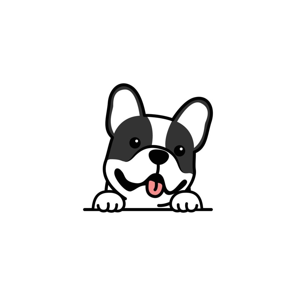 lindo cachorro de bulldog francés sonriendo caricatura, ilustración vectorial vector