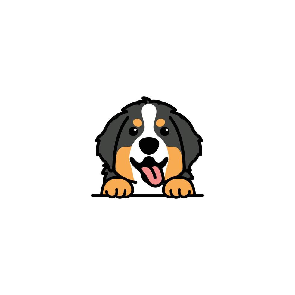 lindo cachorro de montaña bernés caricatura sonriente, ilustración vectorial vector