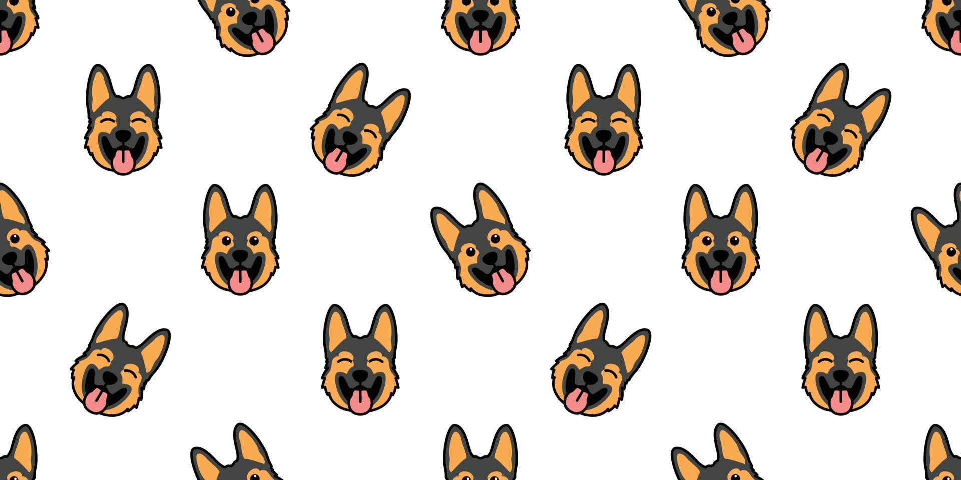 Cute german shepherd puppy cartoon seamless pattern, vector illustration