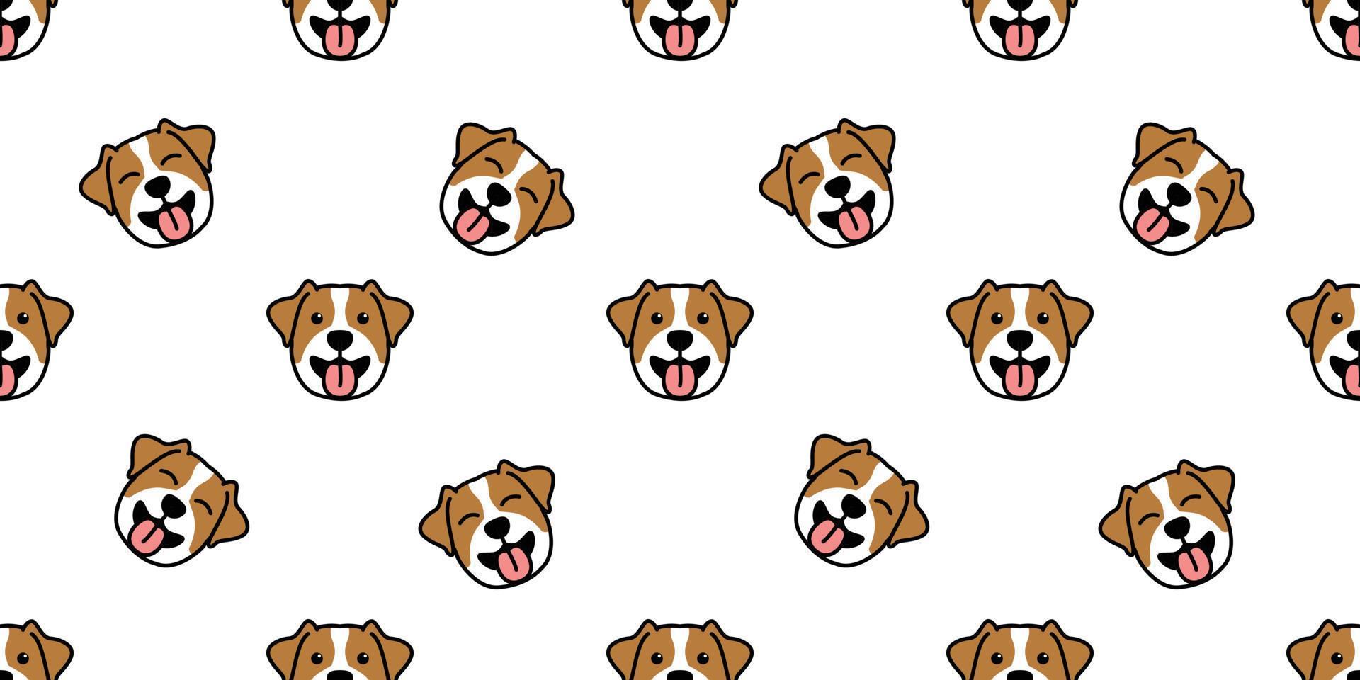 lindo jack russell terrier cachorro sonriente dibujos animados patrón sin costuras, ilustración vectorial vector