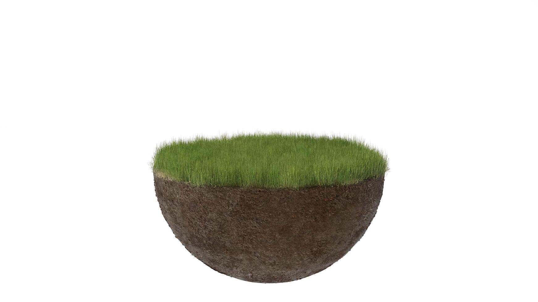 abstract background of mockup terrain floor with dirt and grass, 3D illustration rendering photo