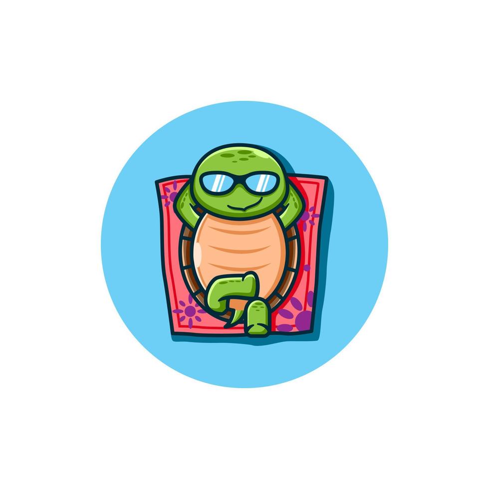 turtle relaxing on a mat. vector