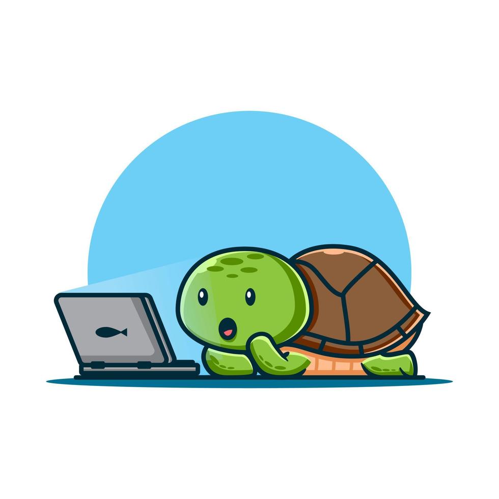 cute turtle watching a movie. vector