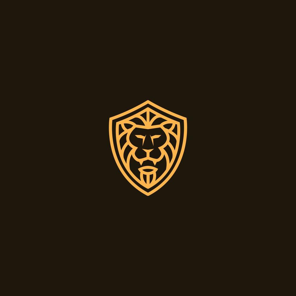 escudo cabeza de león logo vector