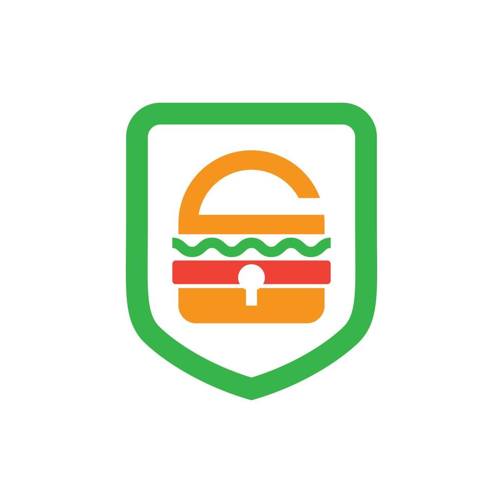 logotipo de hamburguesa con escudo vector