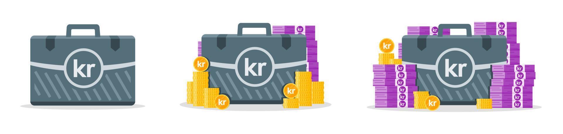 Norwegian Krone Money Case Icons vector