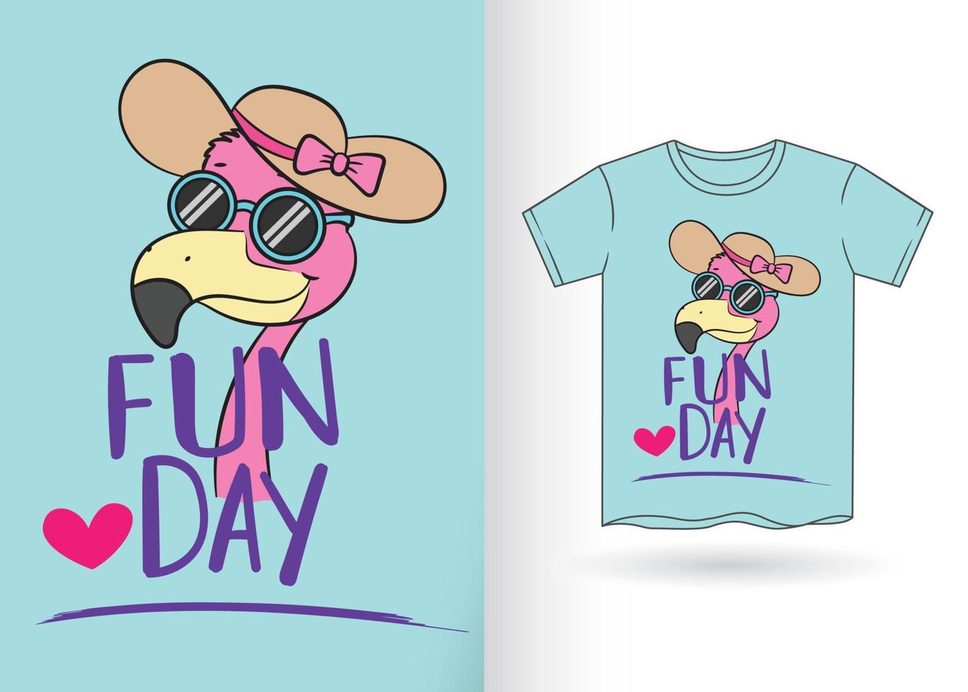 Cute cartoon flamingo for t shirt vector