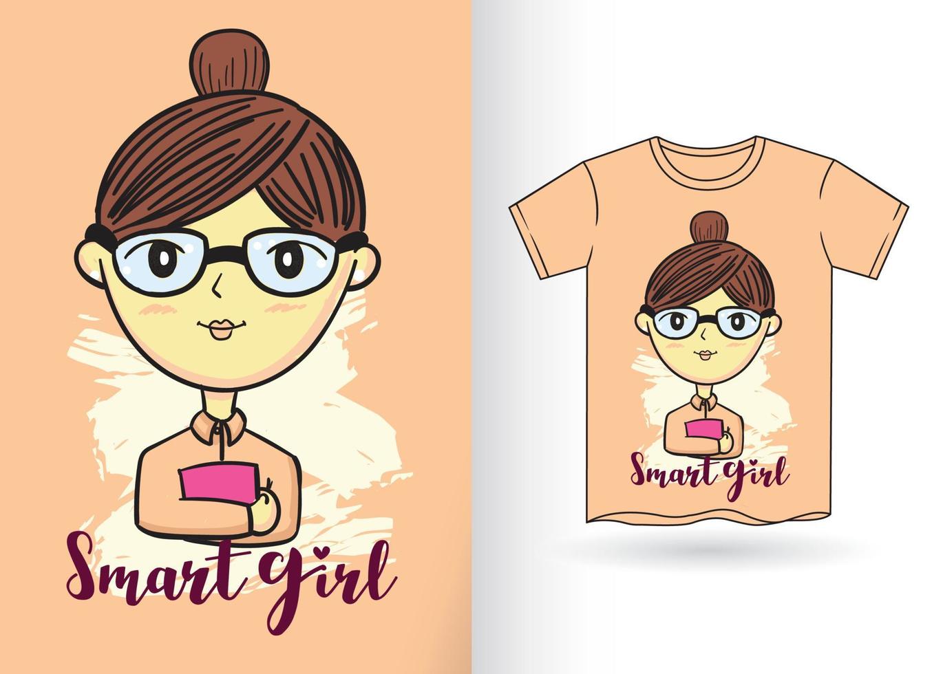 linda chica dibujada a mano para t shirt.eps vector