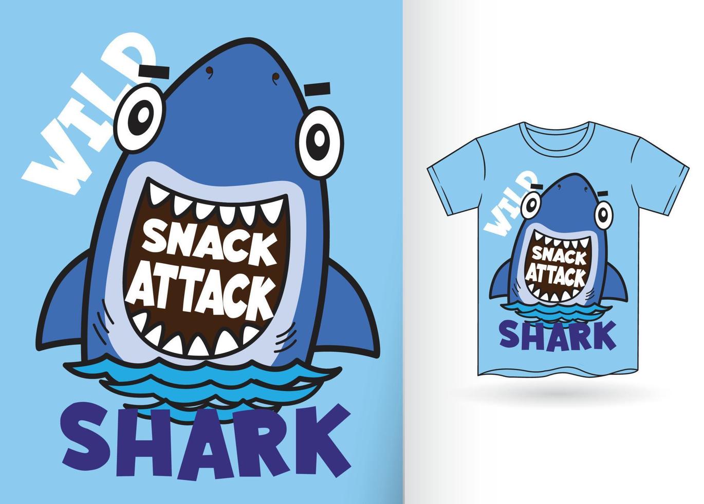 tiburón de dibujos animados para camiseta vector