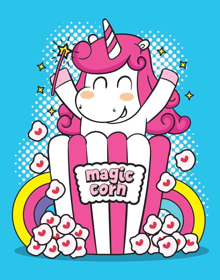 Cute unicorn cartoon character for t shirt vector