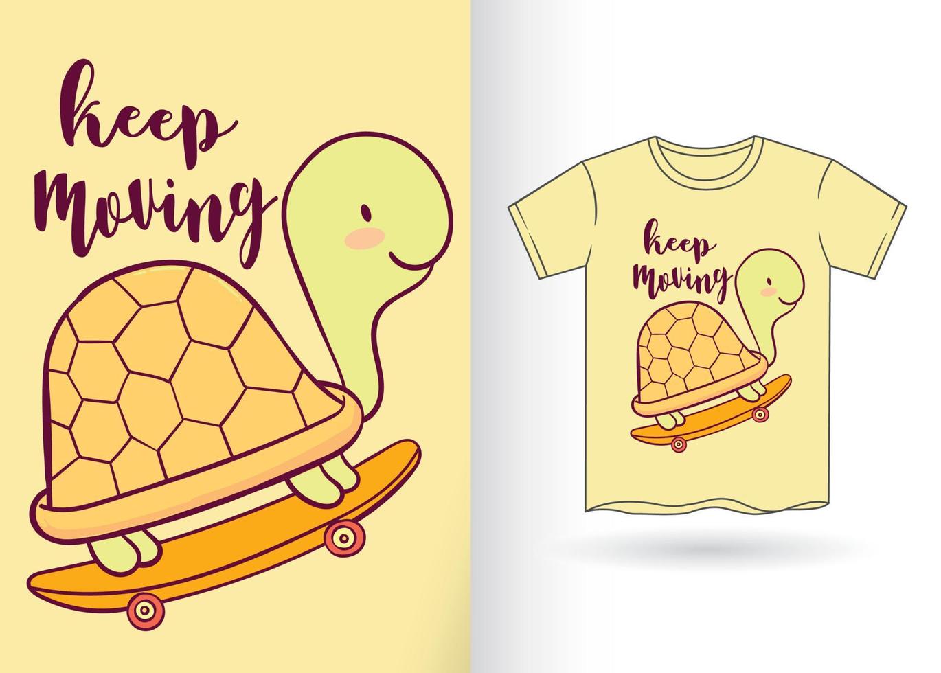 Cute turtle cartoon for t shirt vector