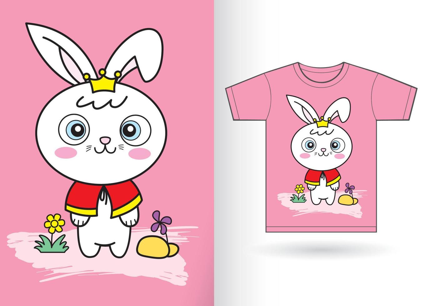 Cute cartoon bunny rabbit for t shirt vector