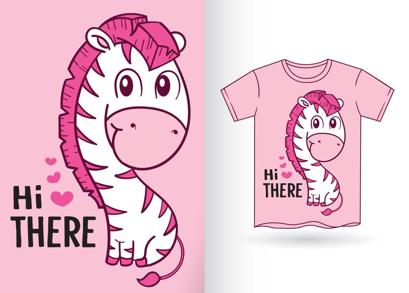Cute zebra cartoon for t shirt vector