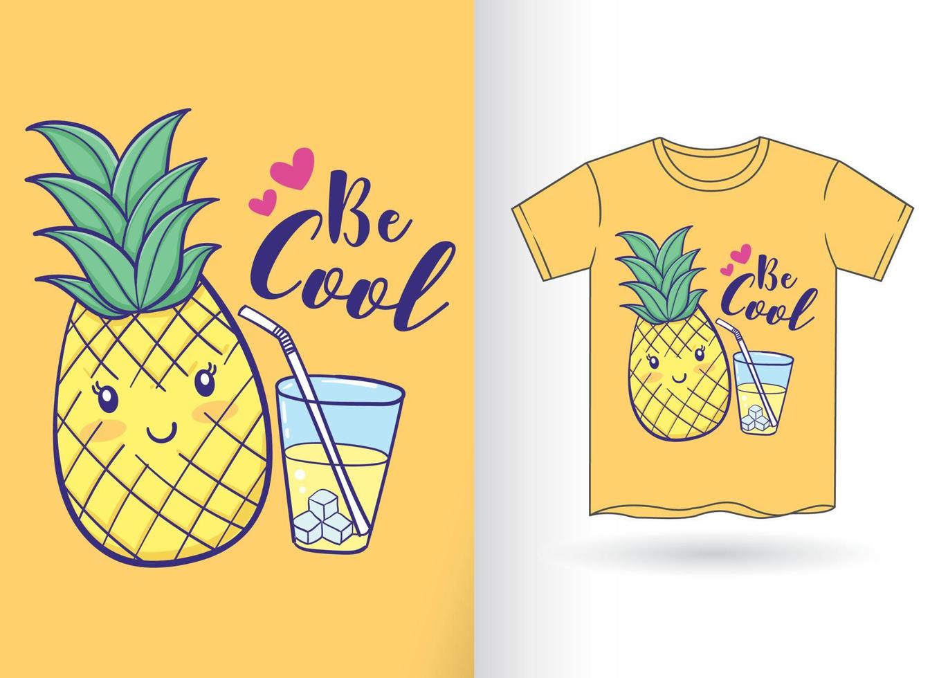 Hand drawn pineapple for t shirt vector