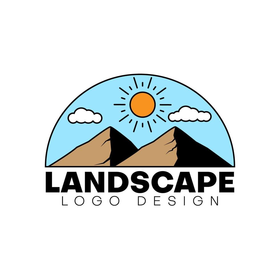 classic landscape logo design inspiration. vector illustration