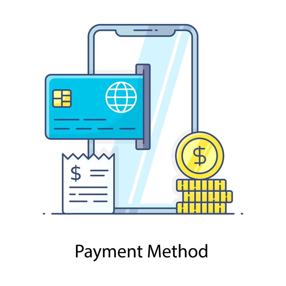 Bank card with mobile phone denoting concept of secure card payment method icon vector