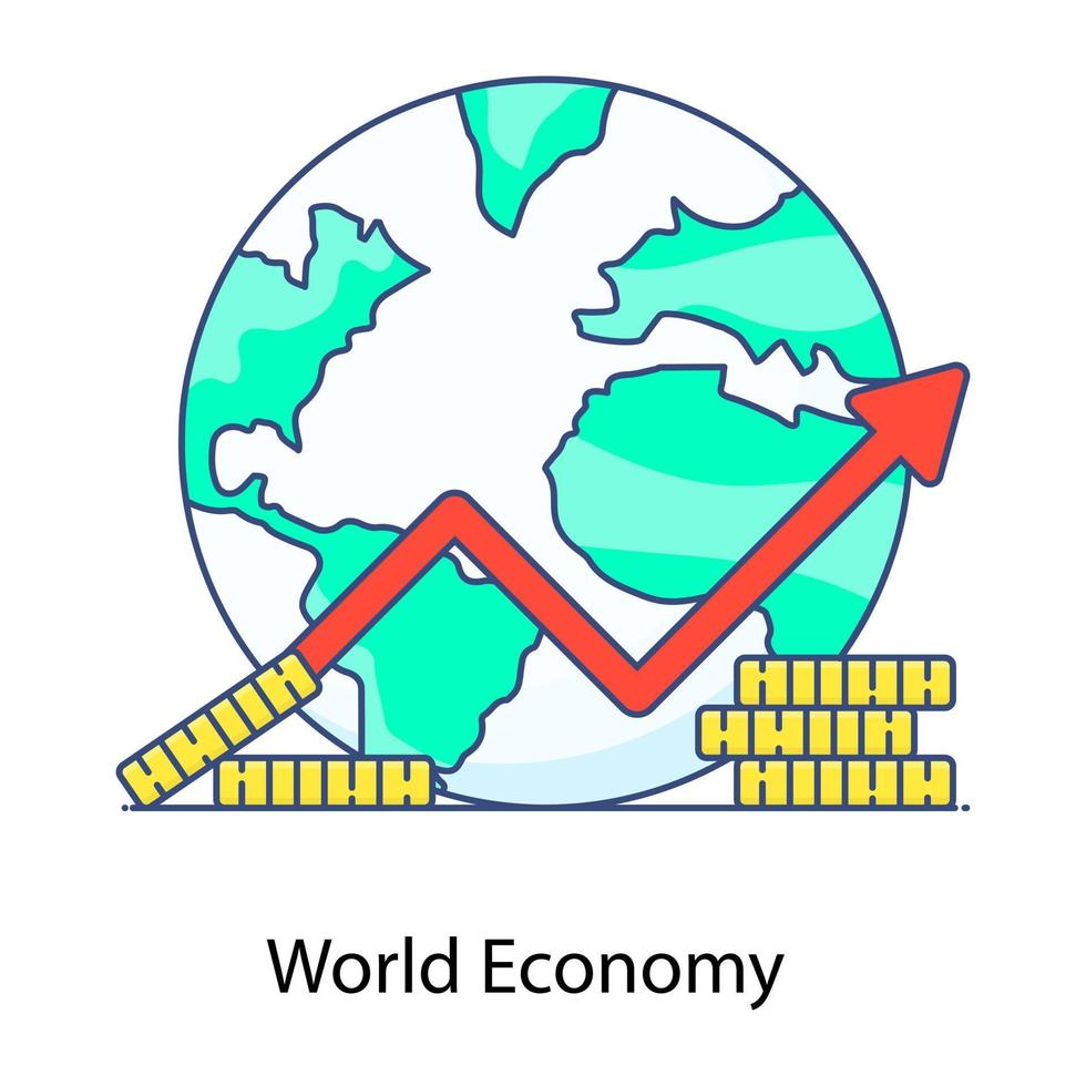 World economy flat outline vector design