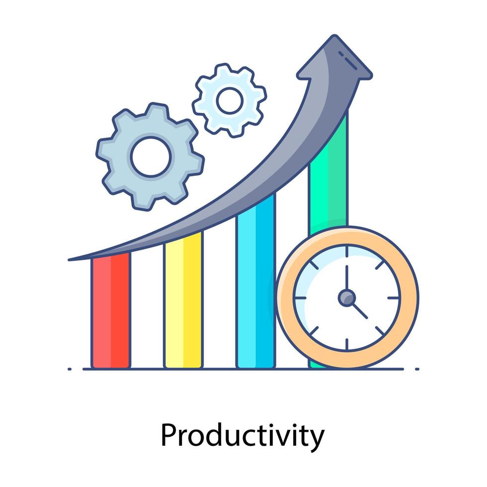 salida, icono de contorno plano de productividad vector